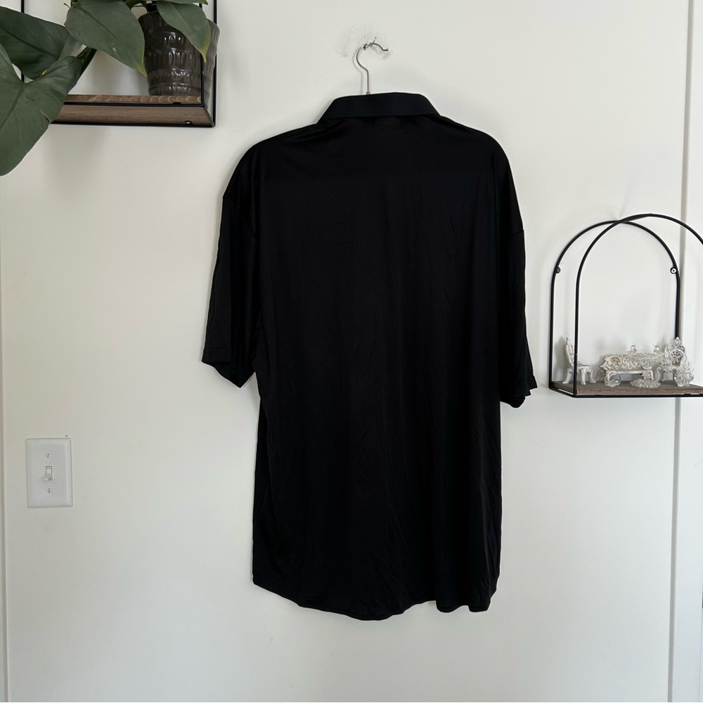 Nwot Collars & Co Solid Black Button Up Short Sle… - image 2